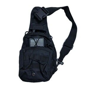 TACTICAL Compact EDC Sling Bag Concealed Carry Shoulder Bag Range Black USA Flag